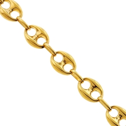 Real 10K Yellow Gold Hollow Anchor Puff Link Mens Chain 8 mm