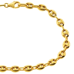 10K Yellow Gold Puff Mariner Mens Bracelet 5.5 mm 8 1/4 inches