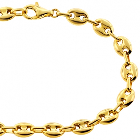 10K Yellow Gold Puffed Mariner Mens Bracelet 7 mm 8.5 inches