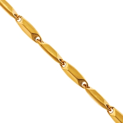 10K Yellow Gold Hollow Rhomb Bar Link Mens Necklace 4 mm