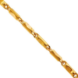 Italian 10K Yellow Gold Pressed Bar Link Mens Chain 3.5 mm
