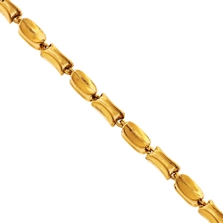 10K Yellow Gold Hollow Oval Bar Link Mens Chain 3.5 mm