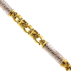 10K Two Tone Gold Oval Bullet Link Mens Chain 6 mm