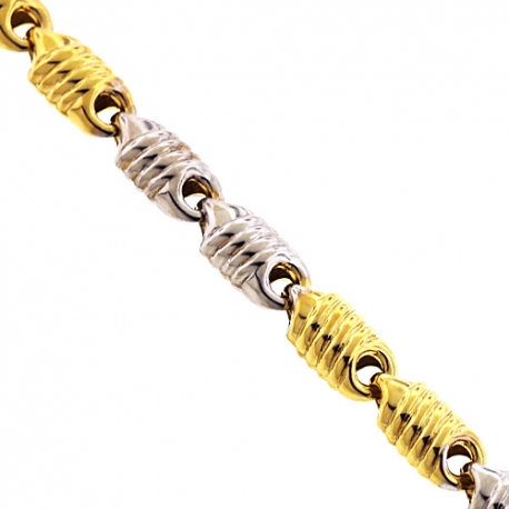 Italian 10K Two Tone Gold Fancy Bullet Link Mens Chain 7 mm