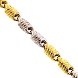 Italian 10K Two Tone Gold Bullet Link Mens Chain 7 mm