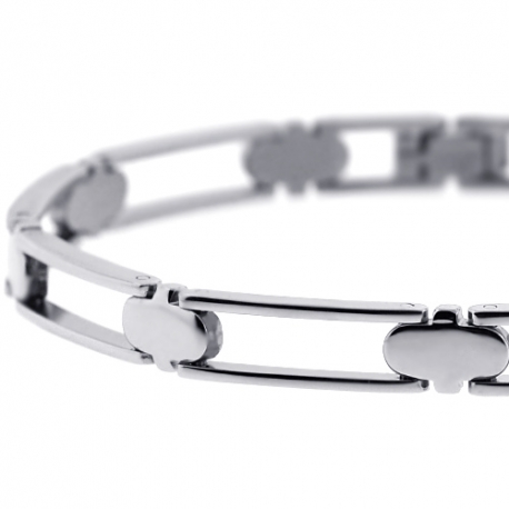 Solid Stainless Steel Open Link Mens Wrist Bracelet 7mm 8.5"