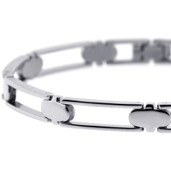 Stainless Steel Open Link Mens Bracelet 7 mm 8 1/2 inches