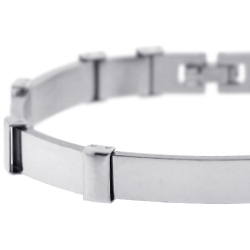 Stainless Steel Bar Link Mens Bracelet 9 mm 8 1/4 inches