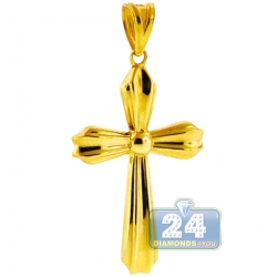 10K Yellow Gold Puffed Cross Womens Pendant