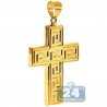 Hollow 10K Yellow Gold Greek Key Cross Mens Pendant
