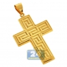 Hollow 10K Yellow Gold Greek Key Cross Mens Pendant