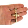 Mens 10K Yellow Gold Crucifix Cross Religious Pendant 2"