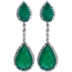 18K White Gold 7.61 ct Emerald Diamond Womens Drop Earrings
