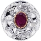 Womens Ruby Diamond Dome Ring 18K Two Tone Gold 1.86 ct