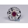Womens Ruby Diamond Dome Ring 18K Two Tone Gold 1.86 ct