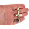 Real 10K Two Tone Gold Crucifix Cross Mens Pendant 1.9"