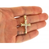 Hollow 10K Yellow Gold Puffed Crucifix Cross Mens Pendant