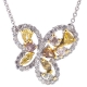 14K White Gold 1.07 ct Fancy Diamond Butterfly Pendant Necklace 