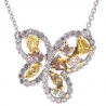 Womens Fancy Diamond Butterfly Necklace 14K White Gold 1.07ct