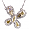 Womens Fancy Yellow Diamond Butterfly Necklace 14K Gold 1.37ct