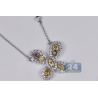Womens Fancy Yellow Diamond Butterfly Necklace 14K Gold 1.37ct