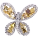 14K Gold 2.84 ct Fancy Diamond Butterfly Brooch Womens Necklace