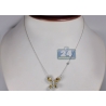 Fancy Diamond Butterfly Womens Brooch Necklace 14K Gold 2.84 ct