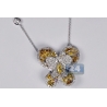 Womens Fancy Diamond Butterfly Brooch Pendant Necklace 14K Gold