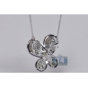 Womens Fancy Diamond Butterfly Brooch Pendant Necklace 14K Gold