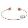 Womens Pyramid Diamond Cuff Bracelet 14K Rose Gold 0.42 ct 6"