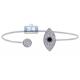14K White Gold 0.39 ct Diamond Evil Eye Womens Cuff Bracelet