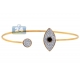 14K Yellow Gold 0.39 ct Diamond Evil Eye Womens Cuff Bracelet