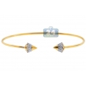 Womens Diamond Spike Cuff Bangle Bracelet 14K Yellow Gold 6"