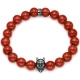 Black Silver Devil Bead Red Carnelian Bracelet by Edus&Co