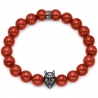Black Silver Devil Bead Red Carnelian Adjustable Bracelet Edus&Co