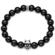 Silver Devil Bead Black Onyx Adjustable Bracelet by Edus&Co