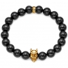 18K Yellow Gold Devil Black Onyx Bead Adjustable Bracelet Edus&Co