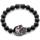 Black Silver Large Ruby Skull Onyx Bead Bracelet by Edus&Co