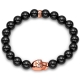 Rose Gold Diamond Skull Onyx Adjustable Bracelet by Edus&Co