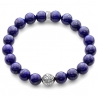 Platinum Celtic Bead Blue Lapis Lazuli Adjustable Bracelet Edus&Co