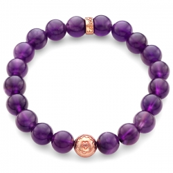 Rose Gold Flower Bead Purple Amethyst Bracelet by Edus&Co