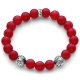 Silver Star Bead Red Jade Adjustable Bracelet by Edus&Co