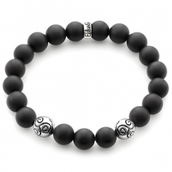 Sterling Silver Celtic Bead Matte Onyx Bracelet by Edus&Co