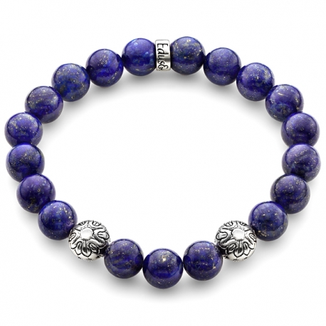 Sterling Silver Star Bead Lapis Lazuli Adjustable Bracelet Edus&Co