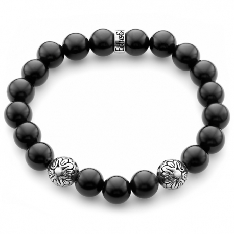 Sterling Silver Star Bead Black Onyx Adjustable Bracelet Edus&Co