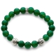 Sterling Silver Flower Bead Green Onyx Bracelet by Edus&Co
