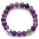 Silver Flower Bead Matte Purple Amethyst Bracelet by Edus&Co