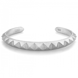 Matte Solid Sterling Silver Pyramid Cuff Bangle Bracelet Edus&Co