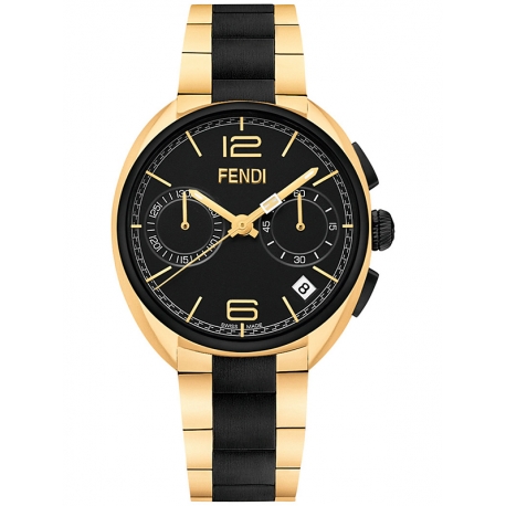 F219411000 Fendi Momento Black Yellow Steel Bracelet Watch