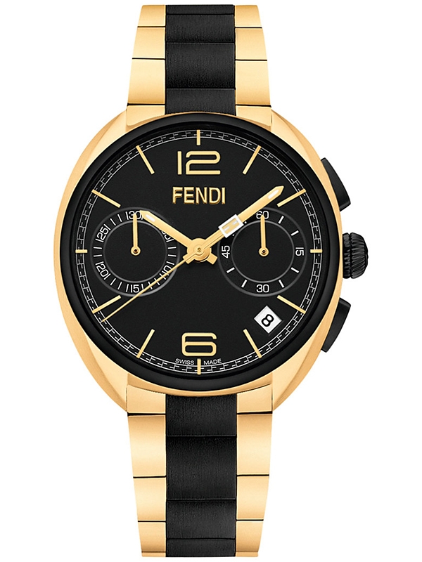 F219411000 Fendi Momento Black Yellow Steel Bracelet Watch